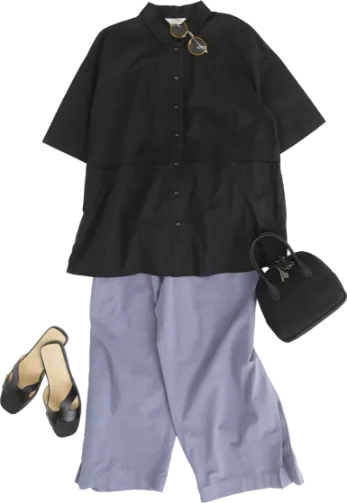 コットンツイルサイドボックプリーツパンツ